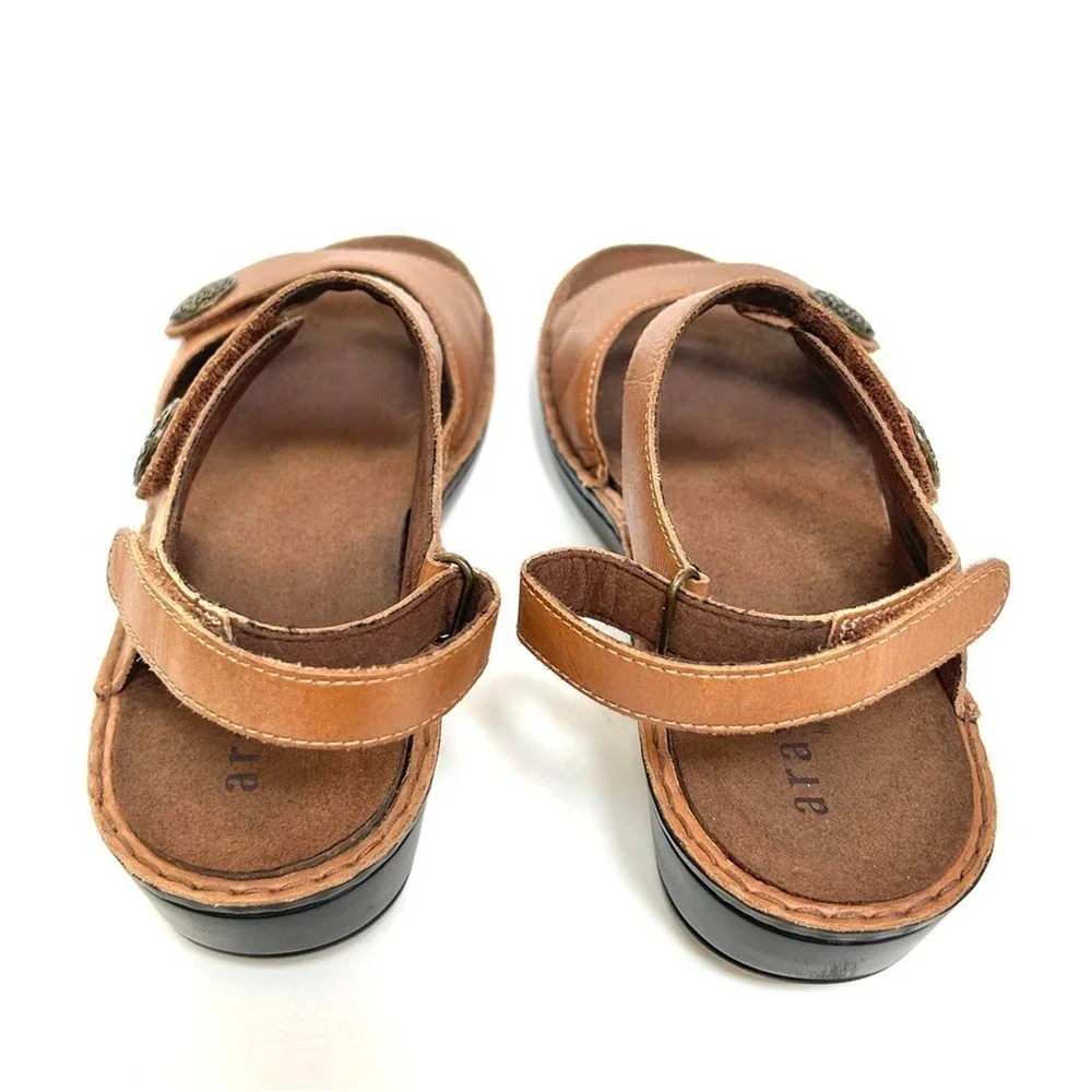 Aravon Leather Candance Comfort Sandals by New Balance Tan Brown, Size 10